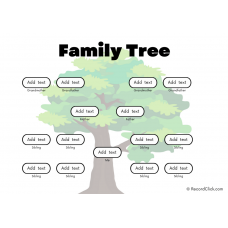 3 Generation Family Tree Template with Many Siblings