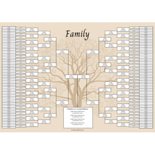 Family Tree Template 8 Generations Poster