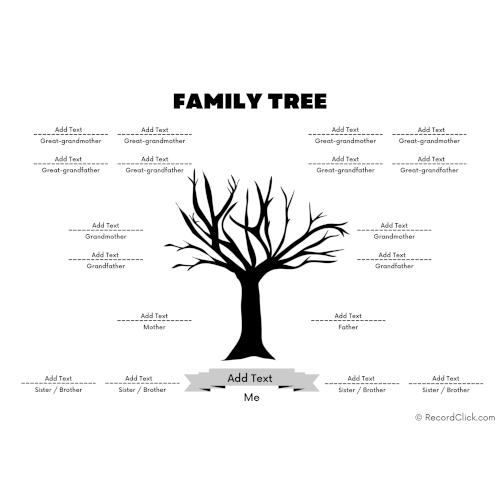 4 Generation Family Tree Template With Siblings | RecordClick.com